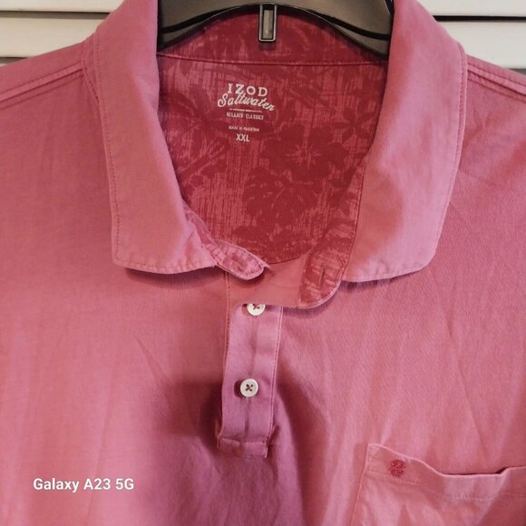 Izod Saltwater Short Sleeve Polo Shirt XXL Coral Classic Fit 100% Cotton With Po - Picture 2 of 4